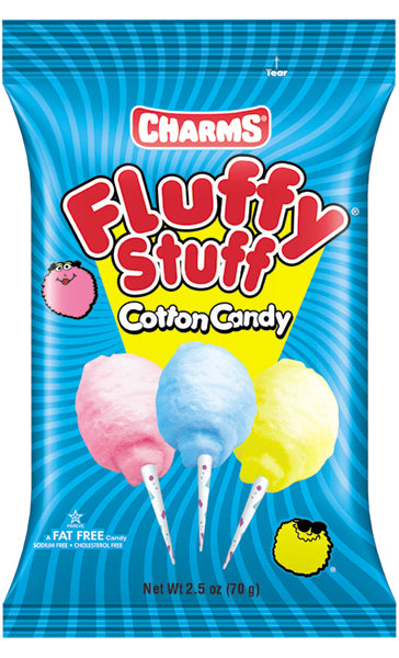 Charms Fluffy Stuff cotton candy display-ready case, 2.5 oz, made in USA