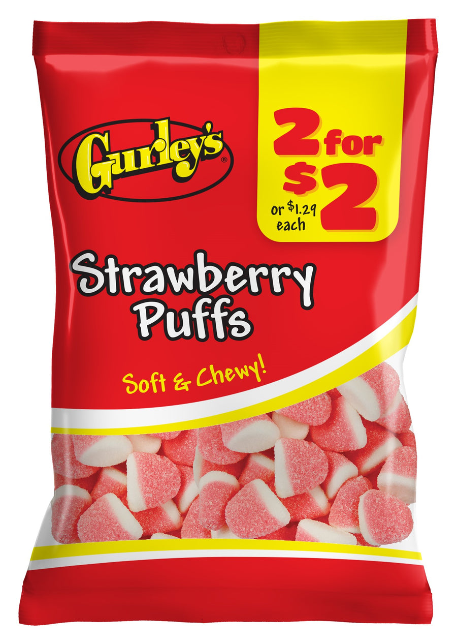Gurley's Gummy Strawberry Puffs, 2.25 oz (64 g), made in USA