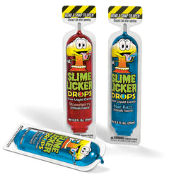 Toxic Waste Slime Licker Drops Blue Razz and Straw . novelty candy, .80 oz, made in Pakistan