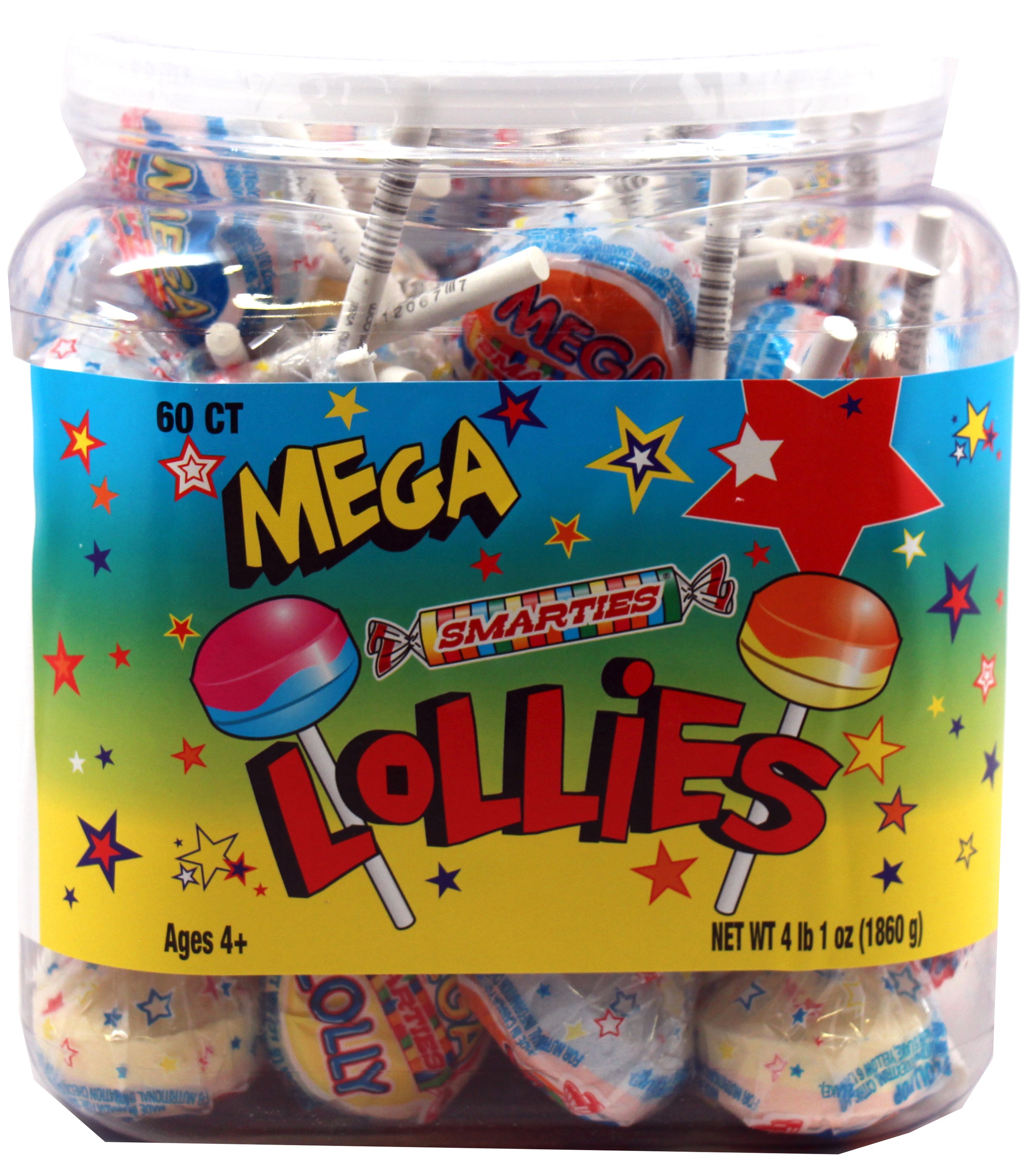 Smarties Mega Double Lollies jar, 360 count, made in USA