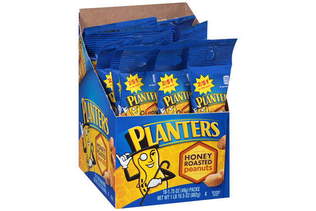 Planters Honey Roasted Peanuts Tube, 1.75 oz (50 g), made in USA