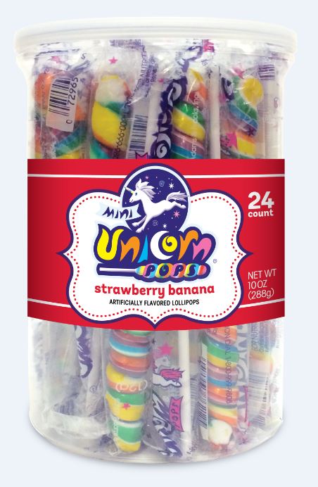Adams & Brooks Mini-Unicorn bubble gum mini jar, 0.42 oz, made in Mexico
