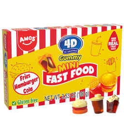 AMOS 4D FRUIT GUMMY Mini Fast Food Theater Box, 3.53 oz (100 G), made in China