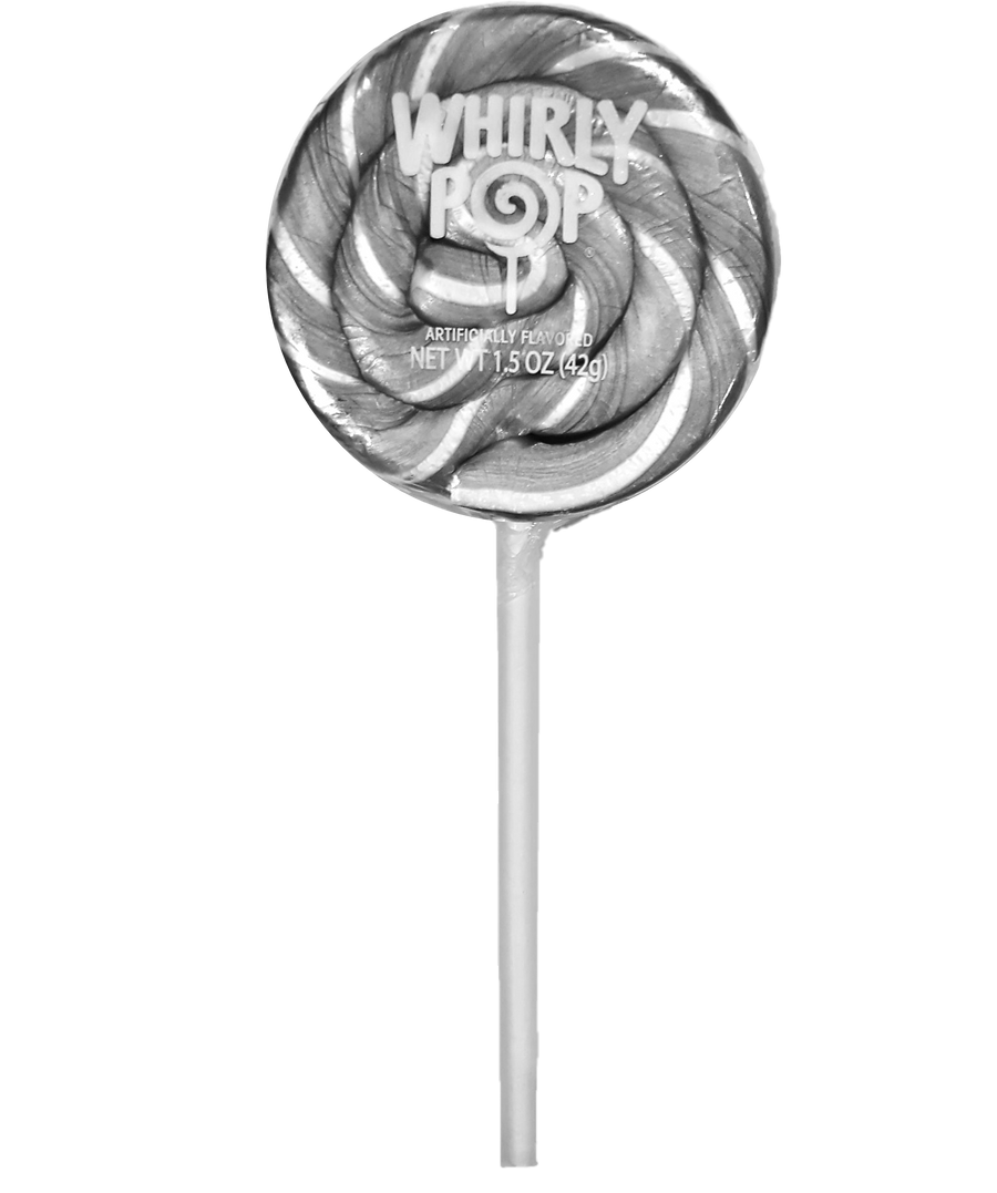 Adams & Brooks silver whirly pop, 1.5 oz swirl lollipop, made in Mexico