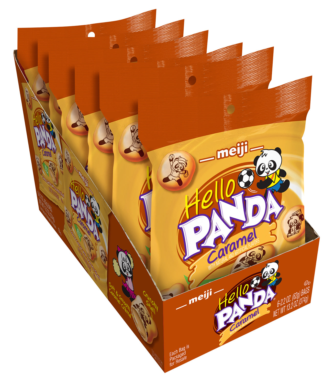 Meiji Hello Panda Caramel cream-filled biscuits, 2.2 oz box, made in USA