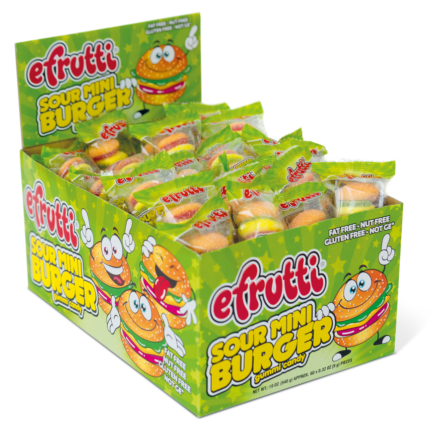 efrutti Gummi Mini Sour Burger, 0.32 oz (9 g), made in China