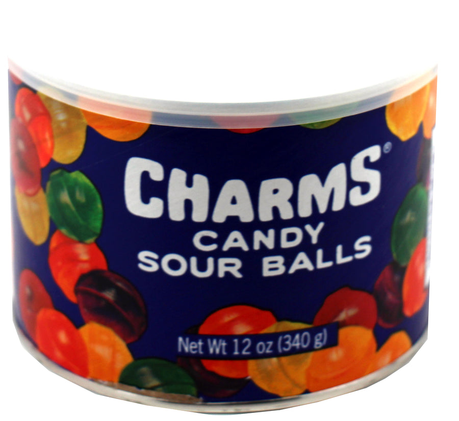 Charms Assorted Sour Ball Canister 12/ hard candy, 12 oz, made in USA