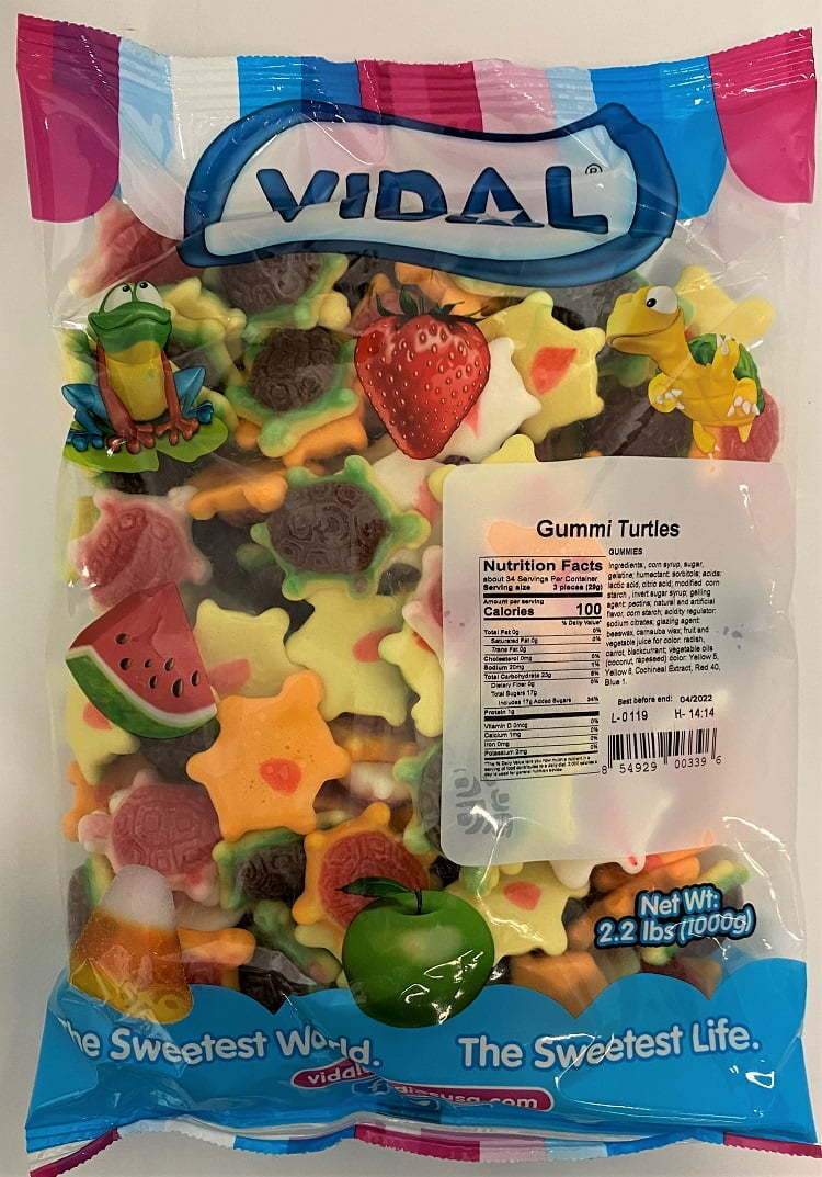 vidal bulk gummy turtles, 2.2 lb, made in Spain