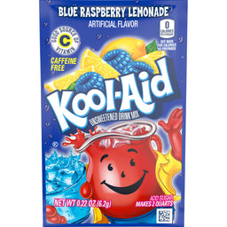 Kool-Aid Unsweetened Blue Raspberry Lemonade, 0.22 oz (6 g), made in the USA