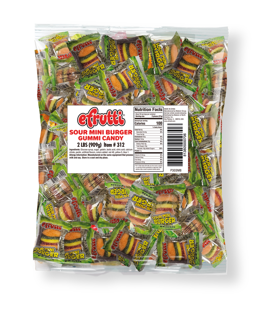 efrutti Sour Mini Burger, 2 lb (0.91 kg), made in China