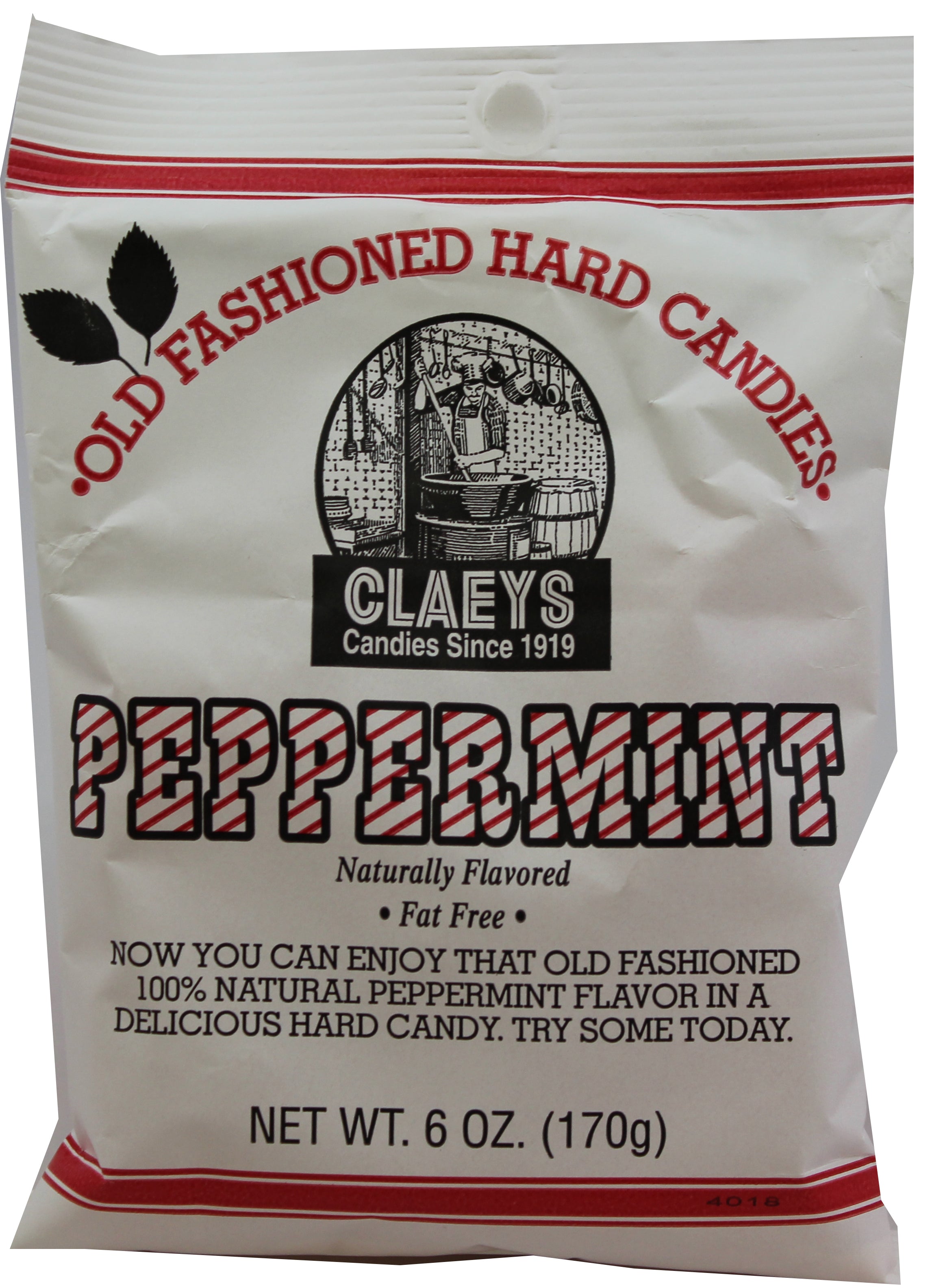 Claey's natural peppermint old-fashioned hard candy bag, 6 oz, made in USA