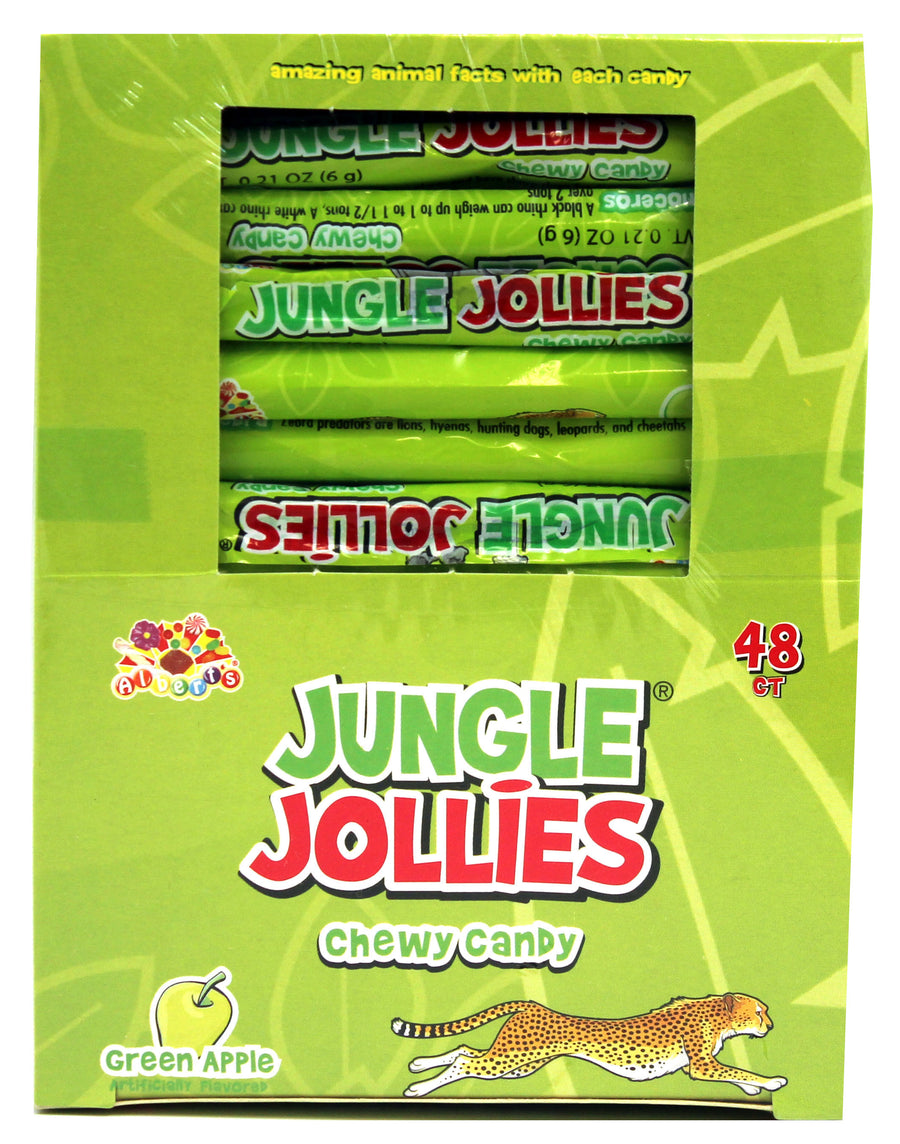 Albert's Jungle Jollies Green Apple, 0.28 oz chewy candy, made in Colombia