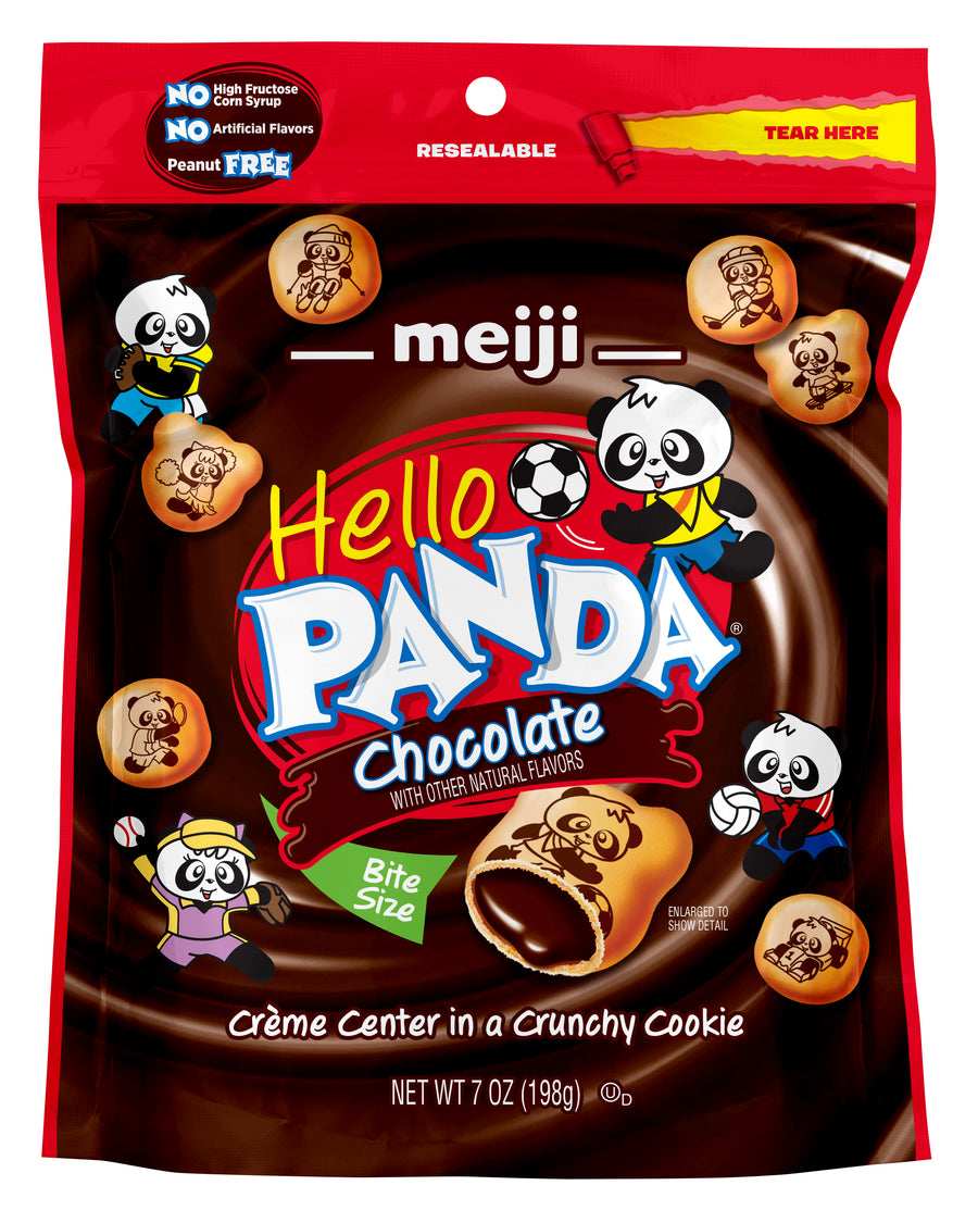 Meiji Hello Panda Chocolate biscuits, 7 oz share pouch, made in USA