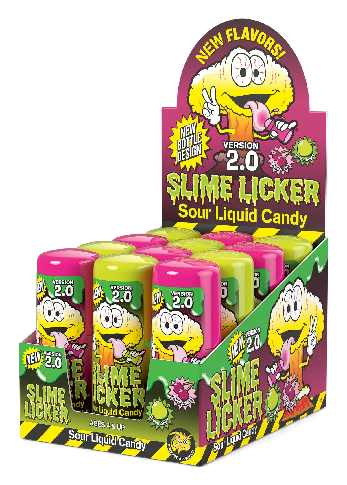 Toxic Waste Slime Licker 2.0 Green Apple and Black Cherry novelty candy, 2 oz, made in Spain
