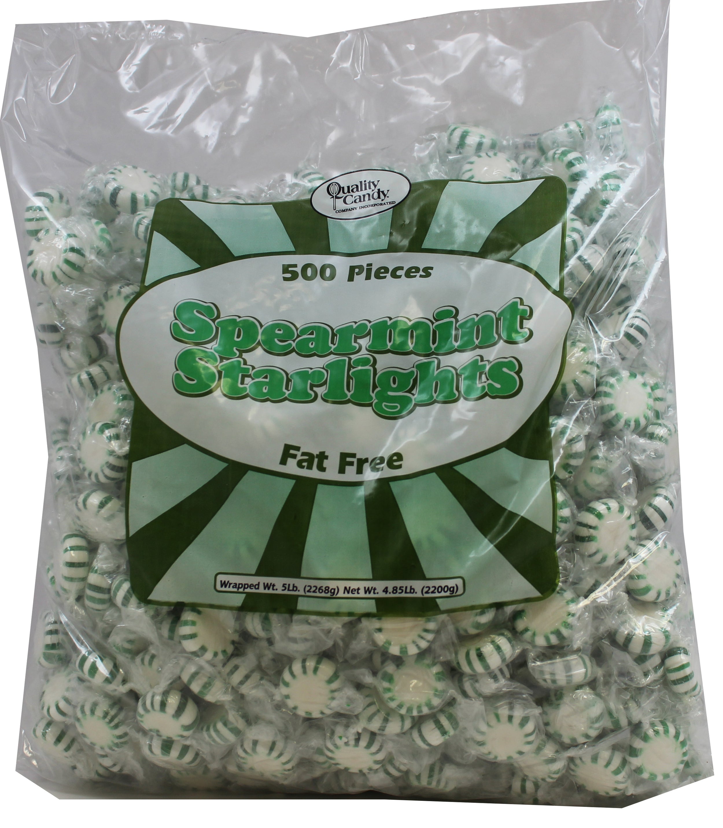 Quality Spearmint Starlight mints bulk candy, 5 lb bag, made in Mexico