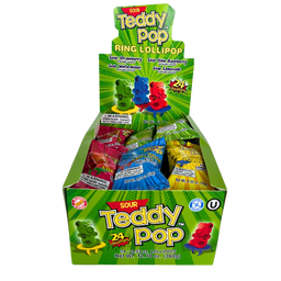 Teddy Pop Ring Lollipop 4 Flavors, 0.53 oz, made in Malaysia