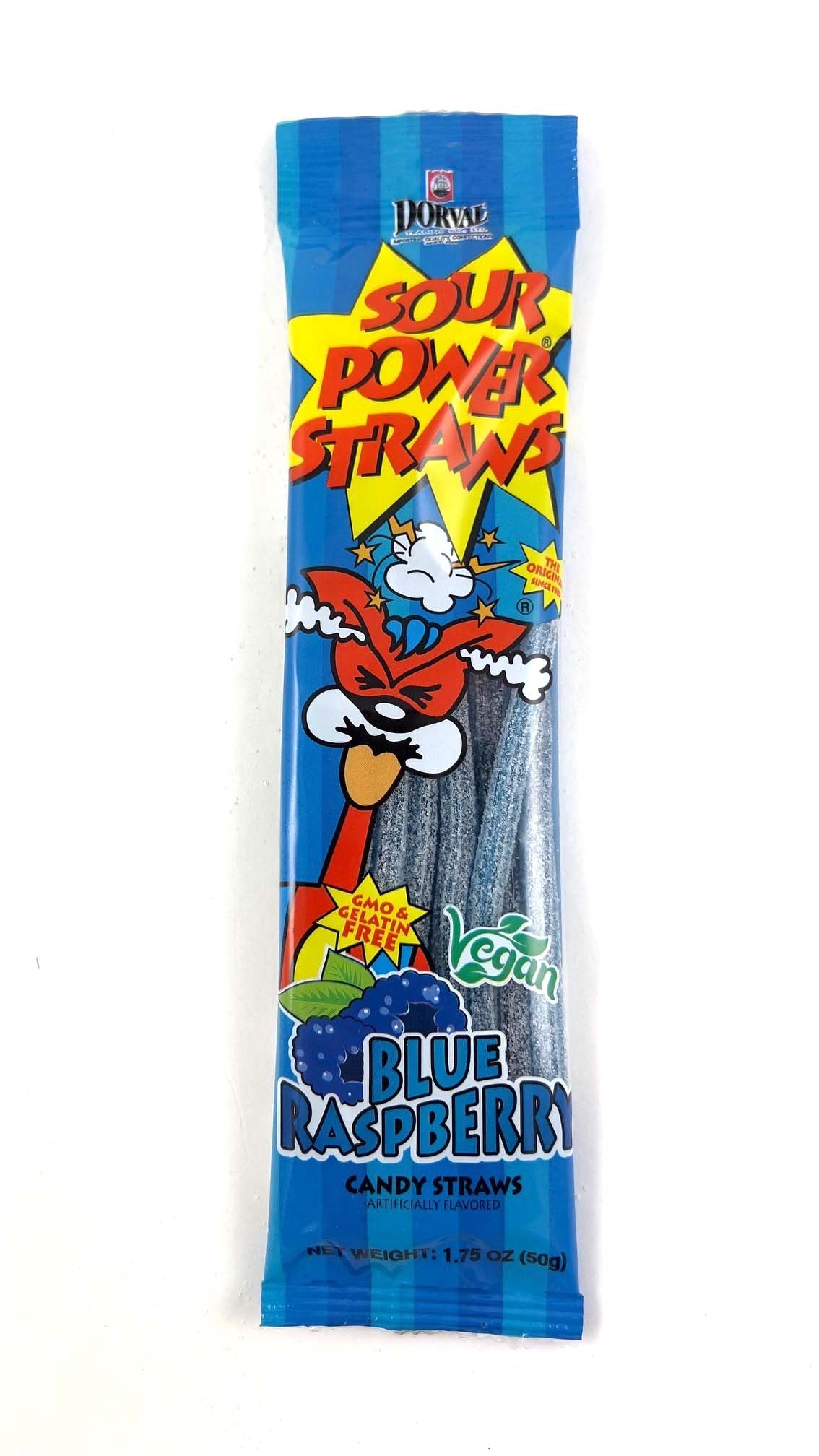 Sour Power Straws Blue Raspberry, 1.75 oz (50 g), made in Netherlands