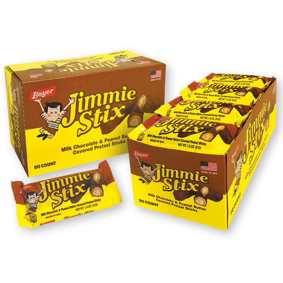 Boyer Jimmie Stix Count Goods candy bars, 1.80 oz, made in USA