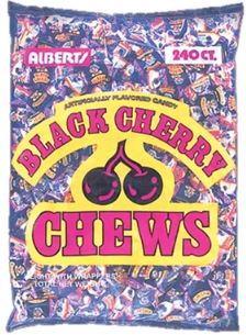 Albert's Fruit Chews Black Cherry, 240-count bag, made in Brazil