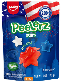 Amos Peelerz Gummy Stars, 6 oz (170 G), made in China