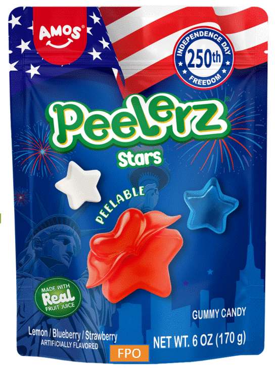 Amos Peelerz Gummy Stars, 6 oz (170 G), made in China