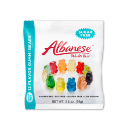Albanese Zero Sugar 12 Flavour Gummi Bears 3.5 oz peg bag, gummi candy, made in USA
