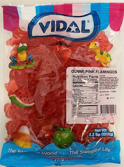 Vidal pink flamingos bulk gummi candy, 2.2 lb bag, made in Spain