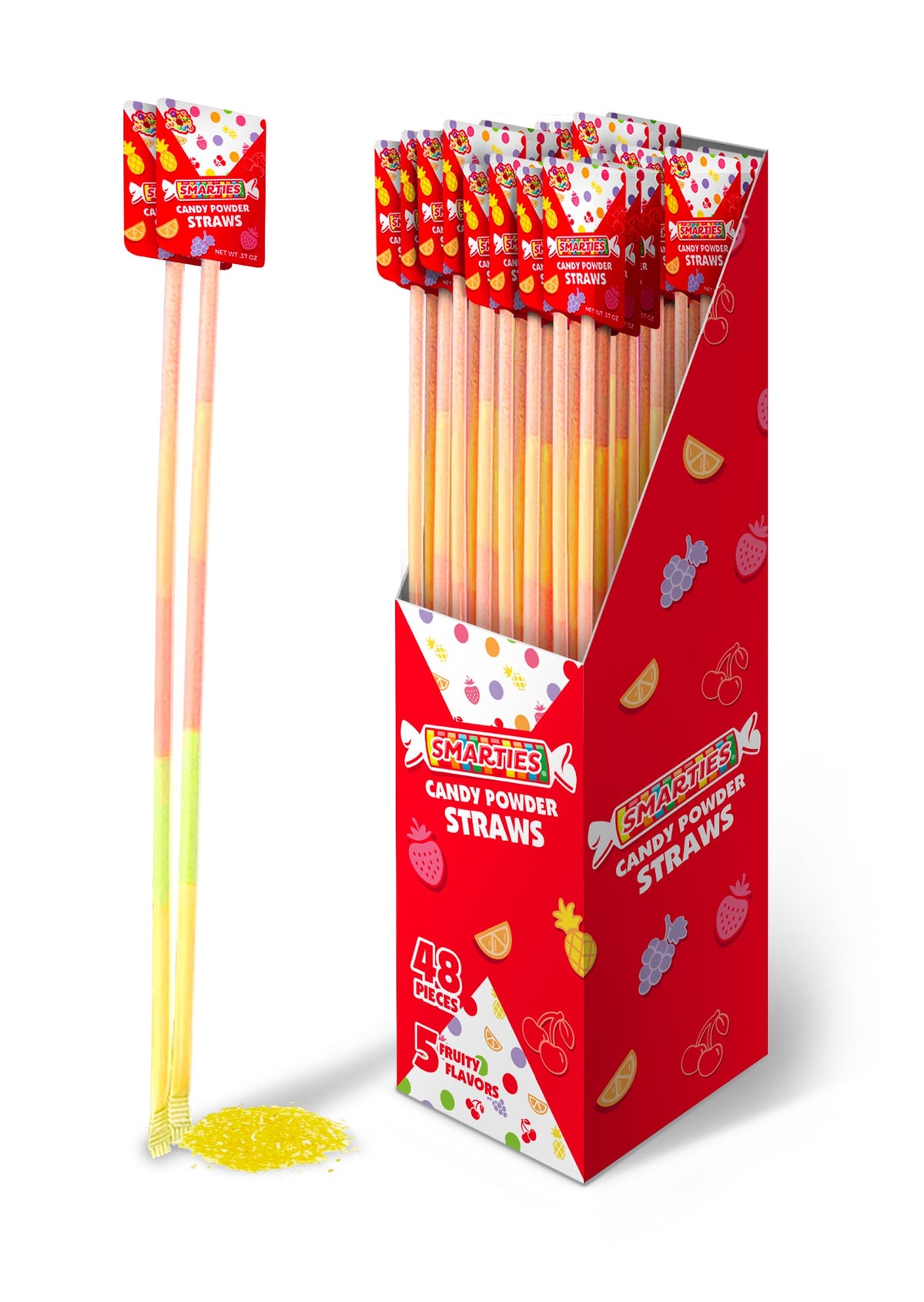 Albert's Smarties candy straws, 0.37 oz powder straw, made in Mexico