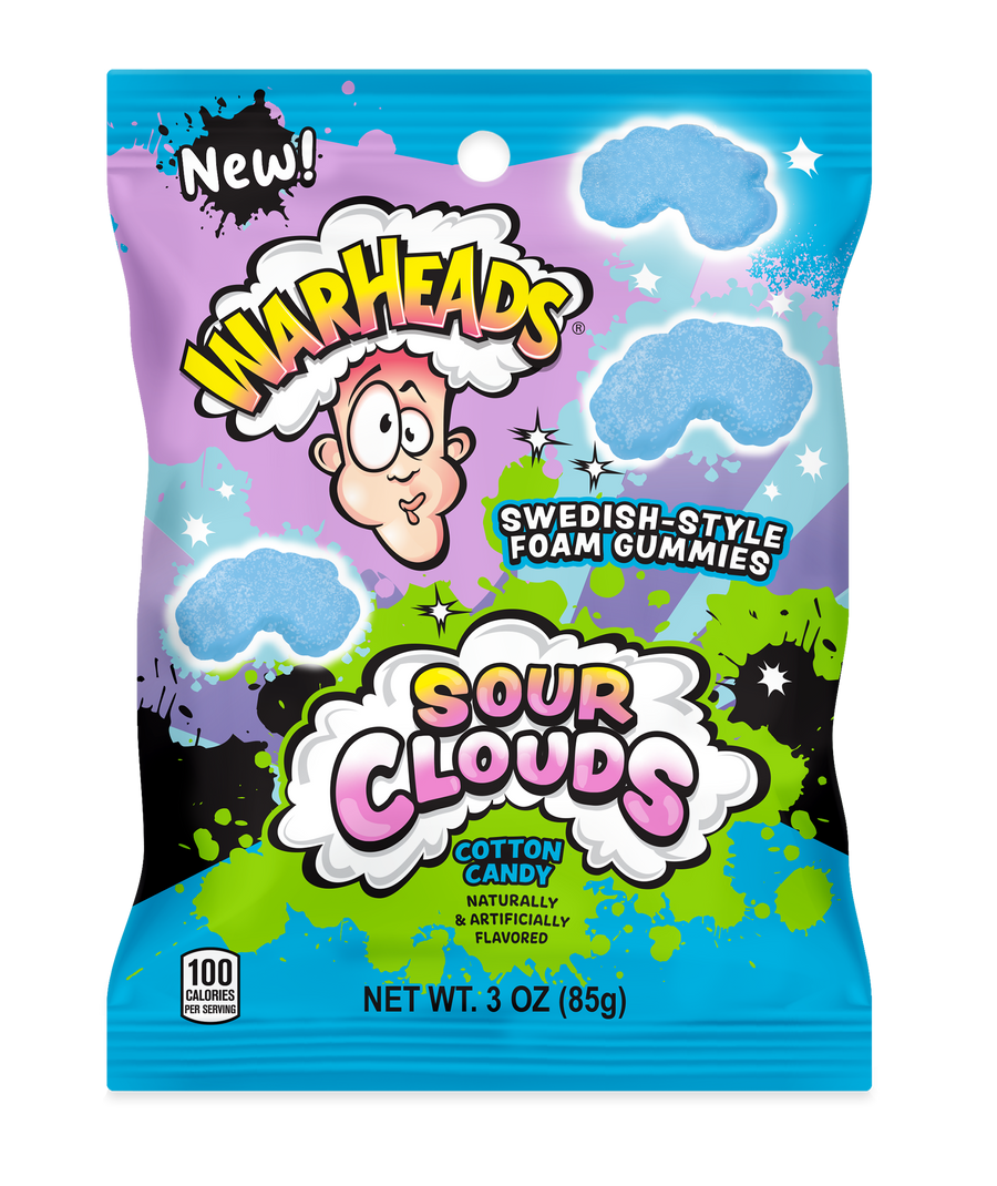 Warheads Sour Clouds Cotton Candy, 3 oz. (85 g), made in USA