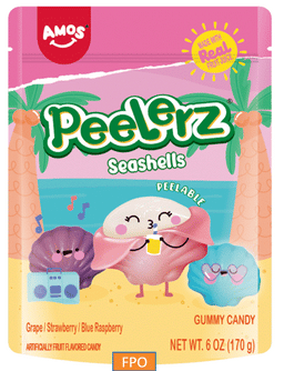 Amos Peelerz Gummy Seashells, 6 oz (170 G), made in China