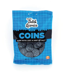 Gerrit Licorice Coins Bag 5.29, case of 12, made in Netherlands