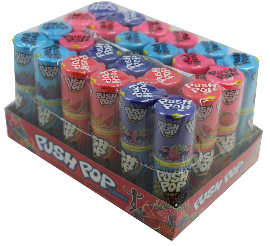 Bazooka Push Pop Original 4 Flvrs . novelty candy, 0.5 oz, made in Taiwan