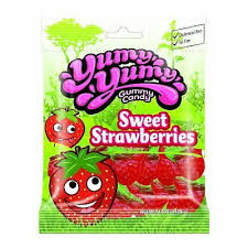 Kervan Yumy Yumy strawberry gummies peg bag, 4.5 oz (128 G), made in Turkey