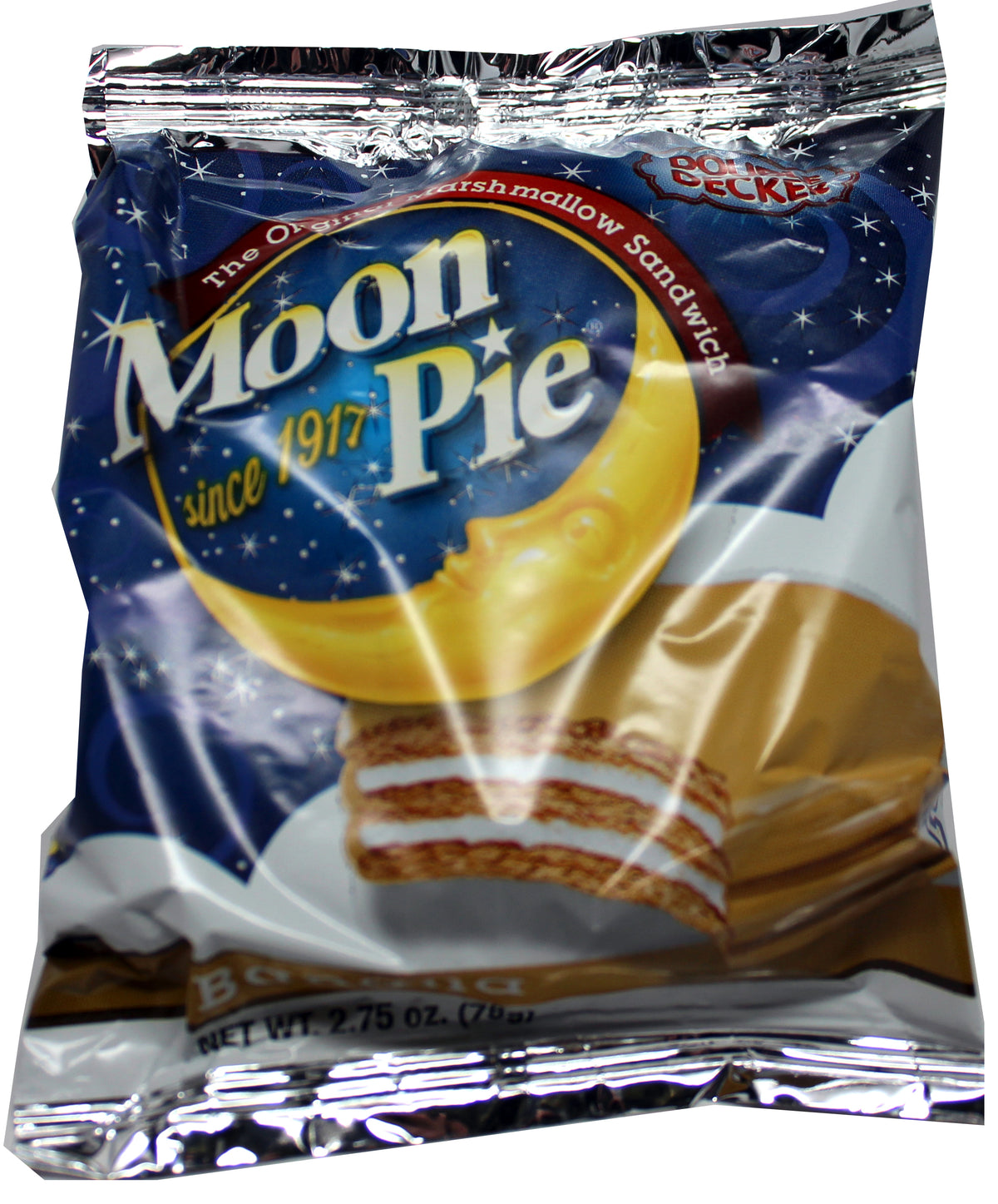 Moon Pie banana marshmallow snack in caddy, 2.75 oz, made in USA