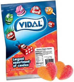 Vidal gummi peach hearts bulk candy, 4.4 lb bag, made in Spain