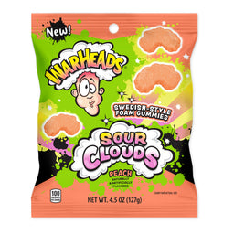 Warheads Sour Clouds Peach, 4.5 oz, made in USA
