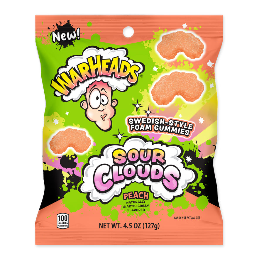 Warheads Sour Clouds Peach, 4.5 oz, made in USA