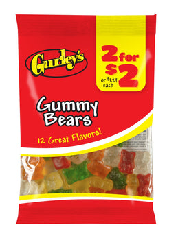 Gurleys Candy Line Gummy Bears, case of 12, made in United States