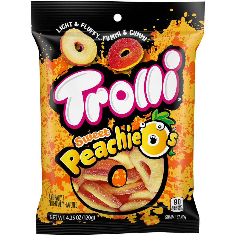 Trolli Peachie-O's Peg Bag, 4.25 oz (120 g), made in USA