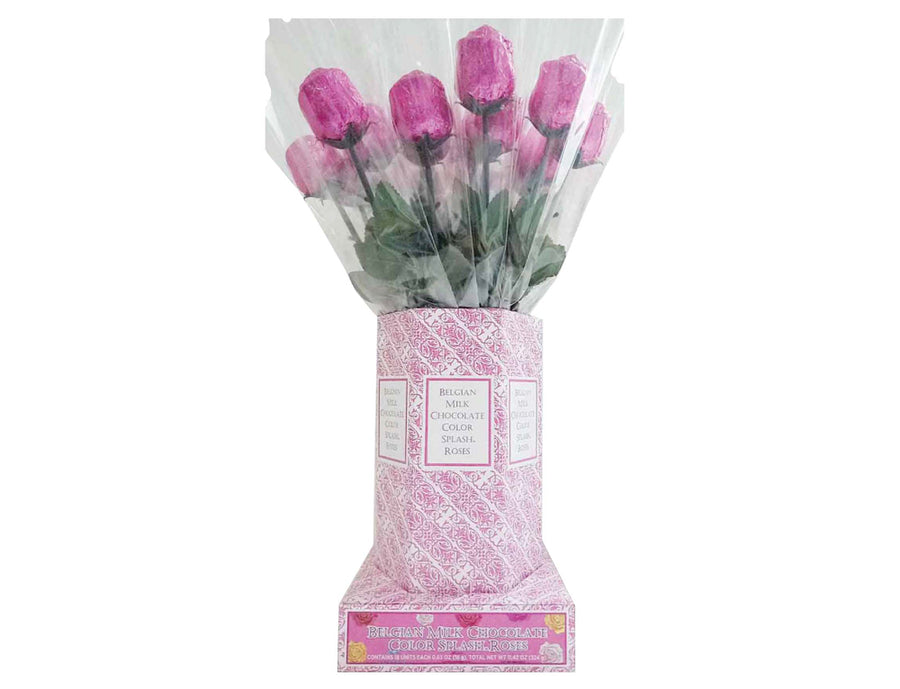 Albert's Belgium Milk Chocolate Color Splash Pink Roses, 0.63 oz (18 G), made in Belgium