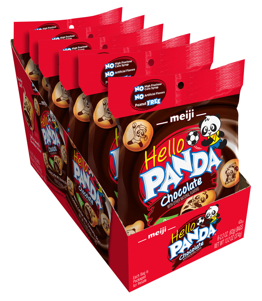 Meiji Hello Panda Chocolate cream-filled biscuits, 2.2 oz box, made in USA
