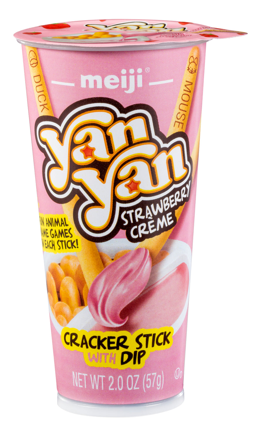 Meiji Yan Yan strawberry creme biscuit sticks with dip, 2 oz, made in USA