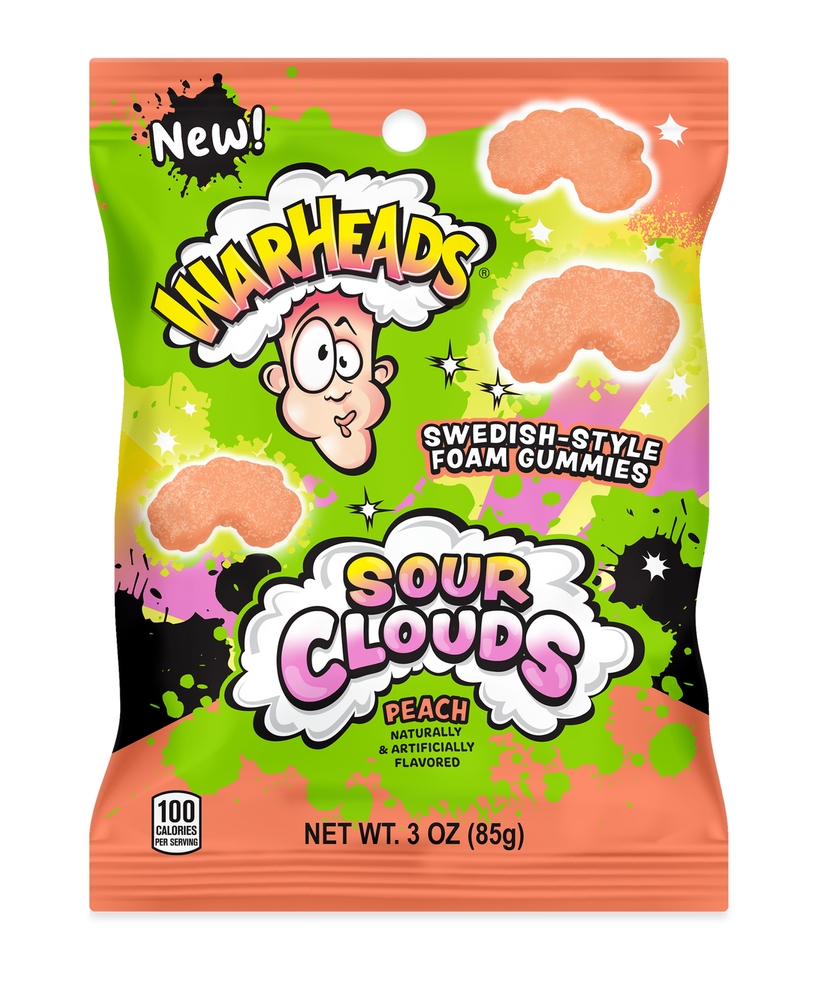 Warheads Sour Clouds Peach, 3 oz. (85 g), made in USA