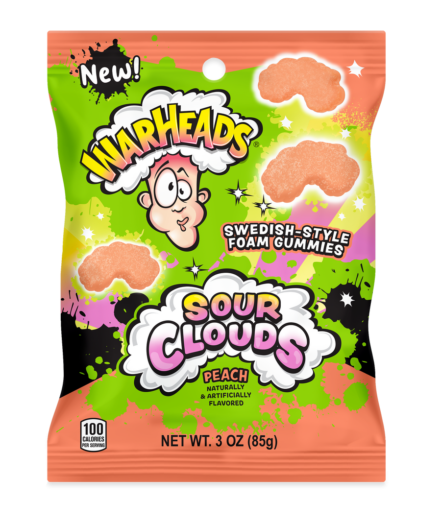 Warheads Sour Clouds Peach, 3 oz. (85 g), made in USA