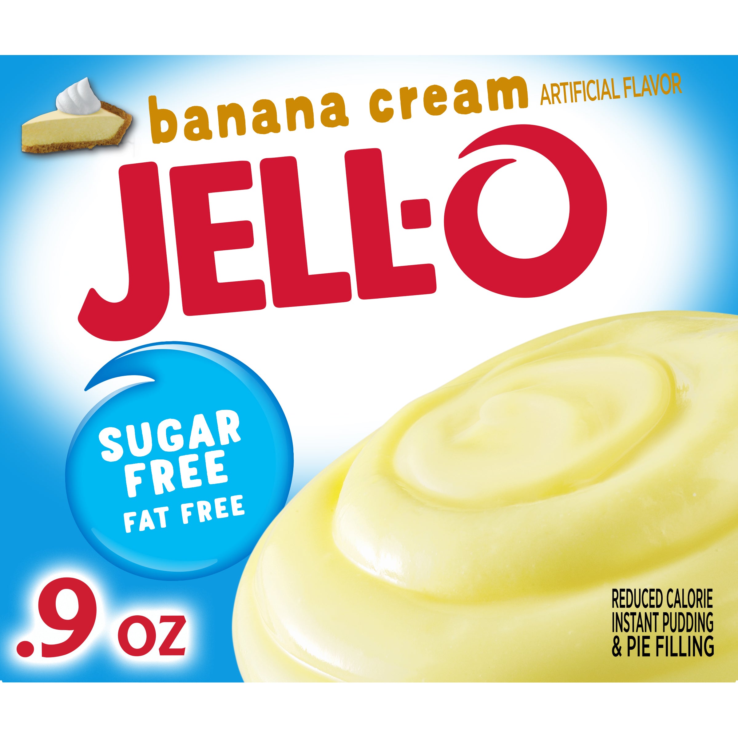 Jell-O Sugar-Free Fat-Free Banana Cream, 0.9 oz (26 g), made in USA