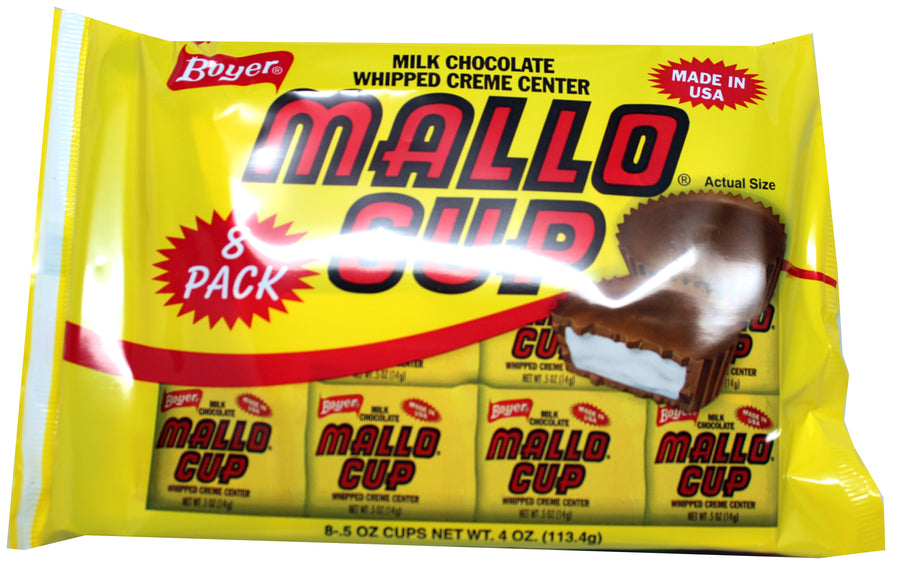 Boyer 8Pk Mallo Cup bagged candy, 4.00 oz, made in USA