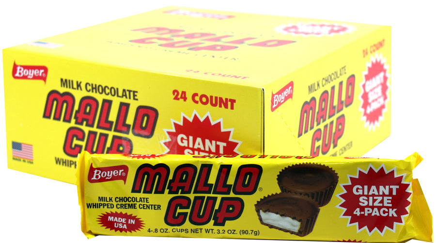 Boyer Giant Size 4pk Mallo Cup chocolate cups, 3.00 oz, made in USA