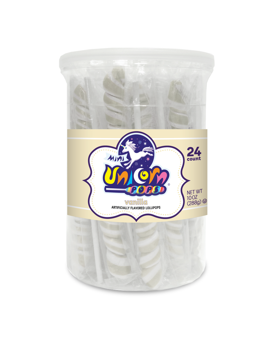 Adams & Brooks Mini Unicorn bubble gum jars, White, 10 oz box, Mexico