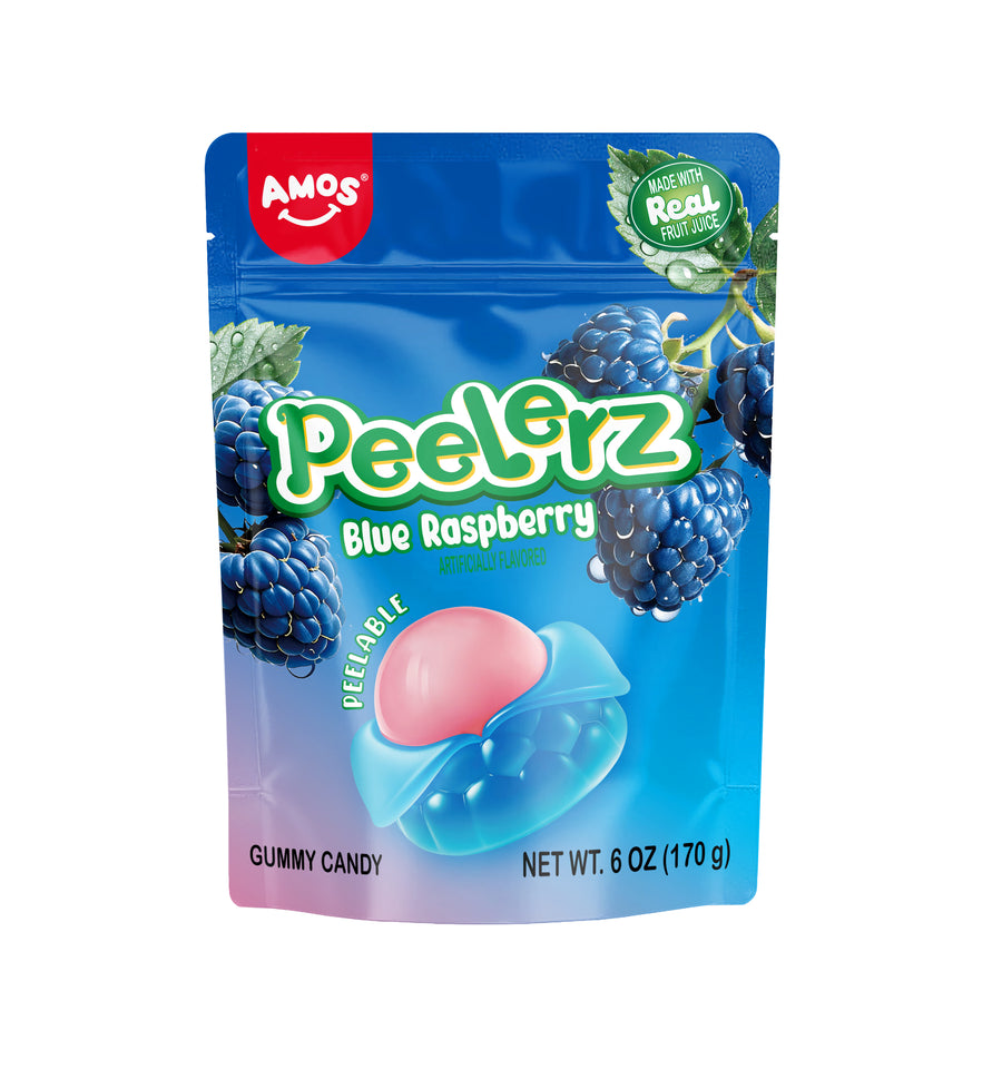 Amos Peelerz Gummy Blue Raspberry, 6.00 oz (170 G), made in China