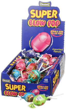 Charms Super Blow Pop Assorted lollipops, 1.125 oz, made in USA